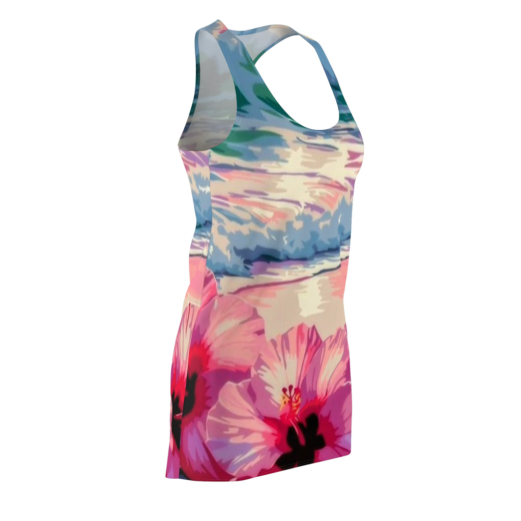 Tropical Hibiscus Racerback Dress — Beach Sunset Floral Print