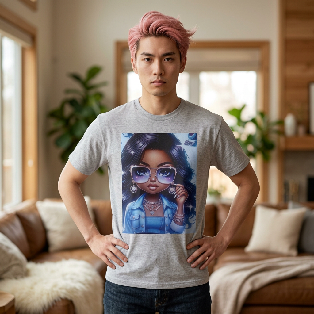 Afro Chic Graphic Tee — Girl with Sunglasses Illustration