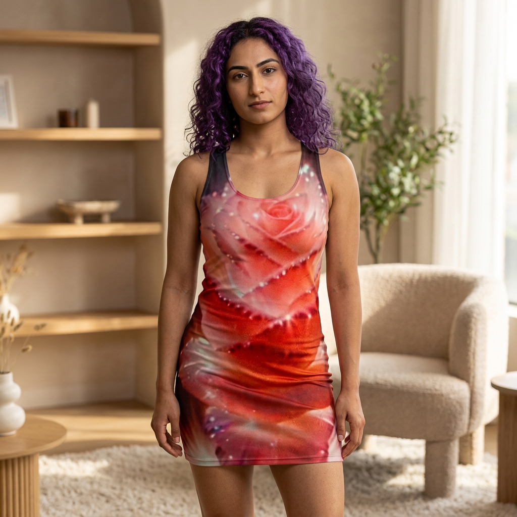 Rose Petal Dream Racerback Dress — Pink Floral All-Over Print
