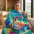 Mermaid Seahorse Sherpa Blanket — Colorful Ocean Fantasy Fleece