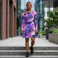 Floral Lavender Rose Dance Dress — Women's Long Sleeve AOP