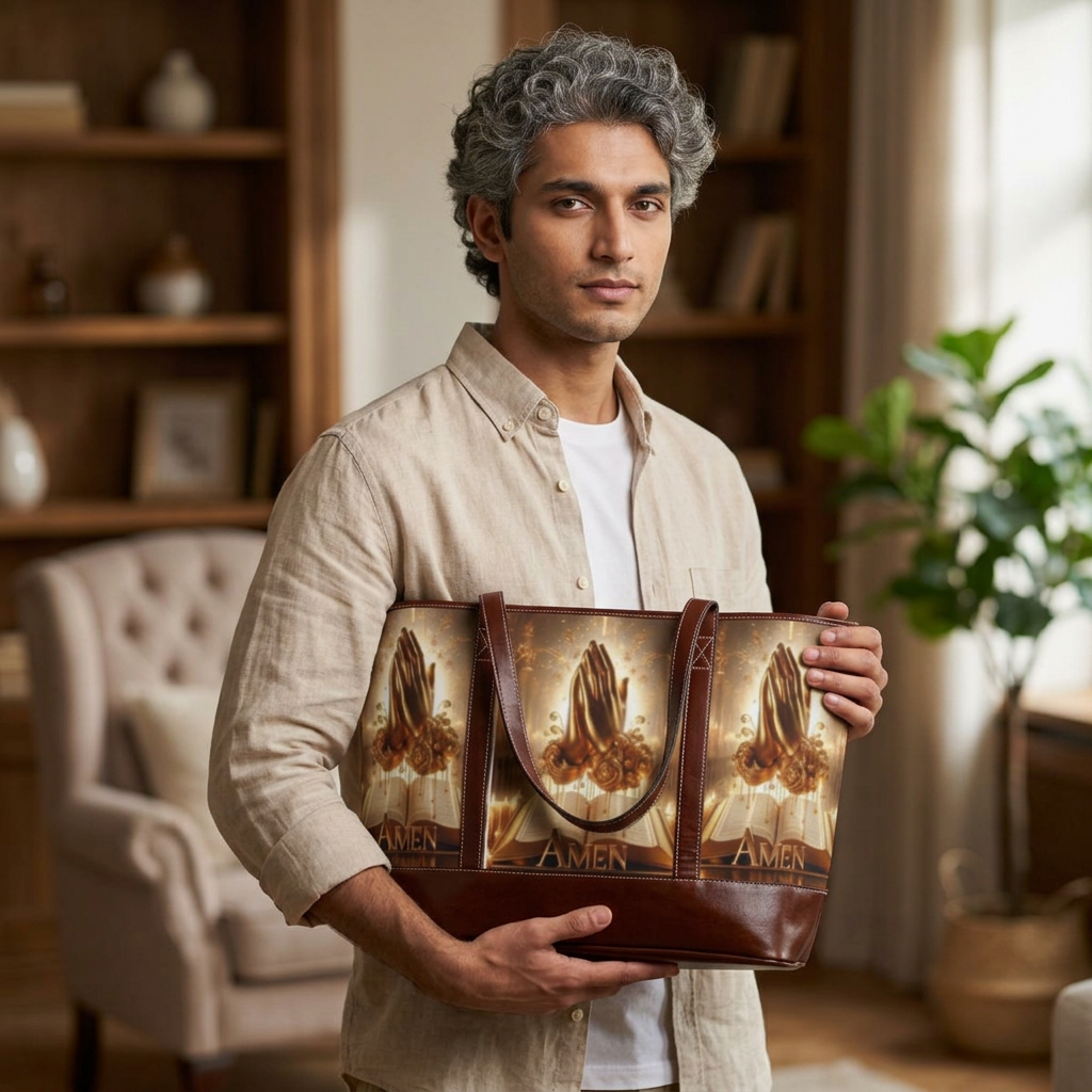 Prayer Hands Tote Bag — 'Amen' Religious Handbag for Church & Spiritual Gifts