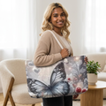 Romantic Butterfly & Rose Weekender Bag — Floral Heart Travel Tote