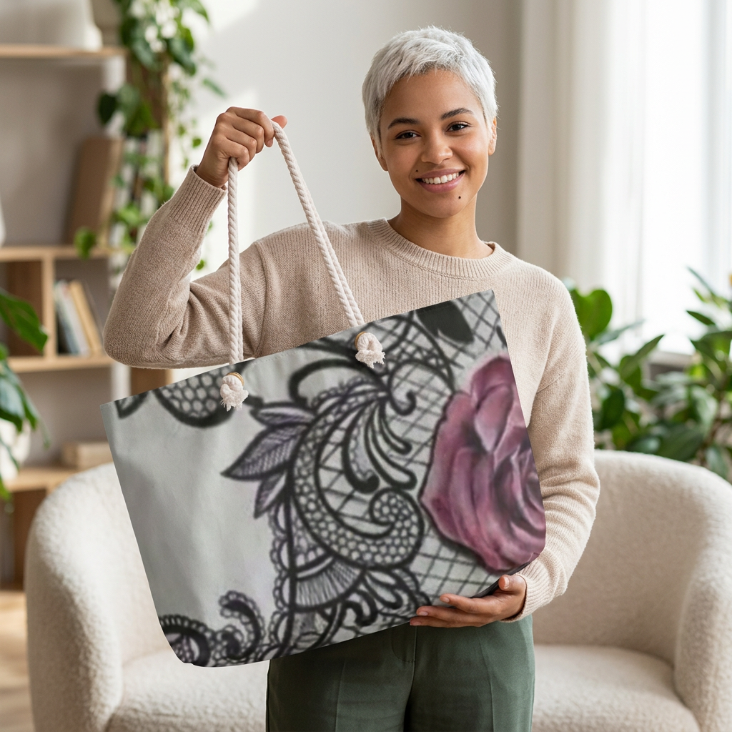 Floral Lace Rose Weekender Bag