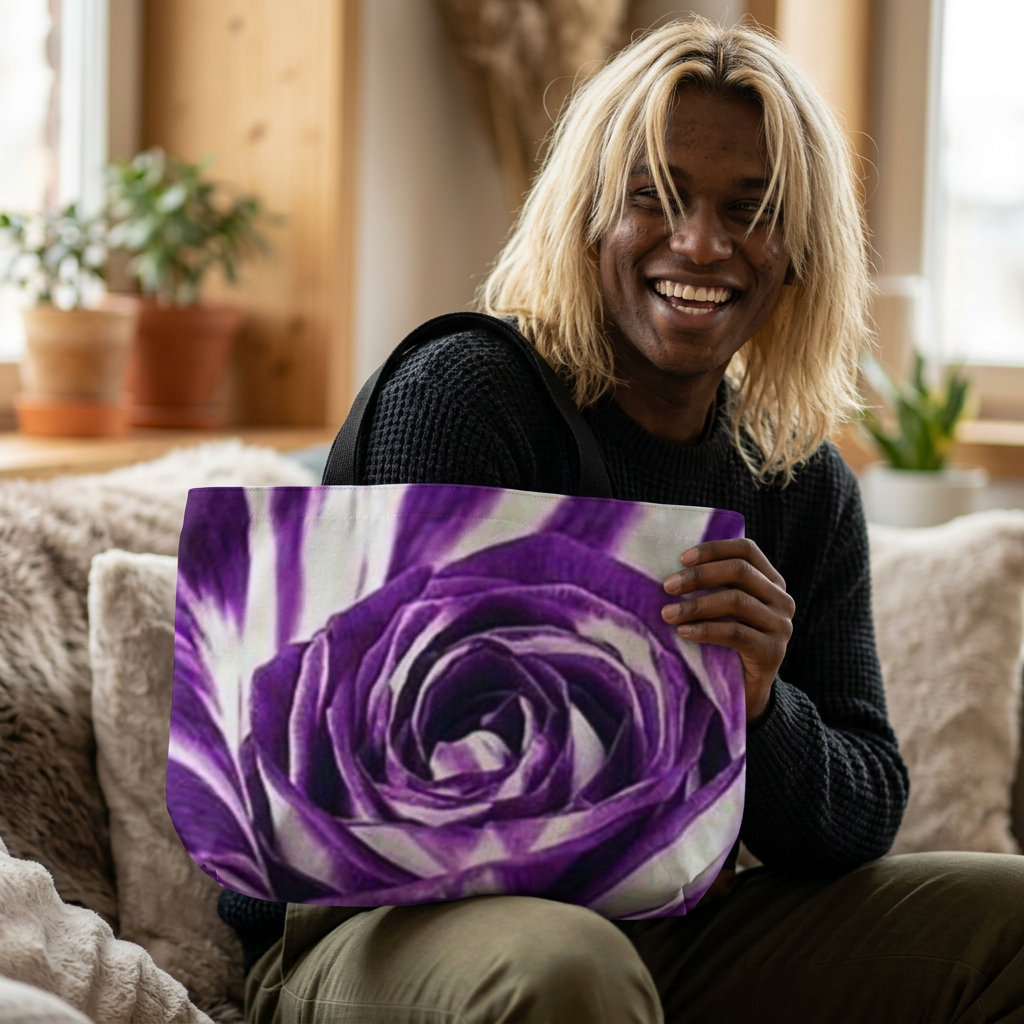 Purple Rose Weekender Tote Bag — Floral Large Travel Bag