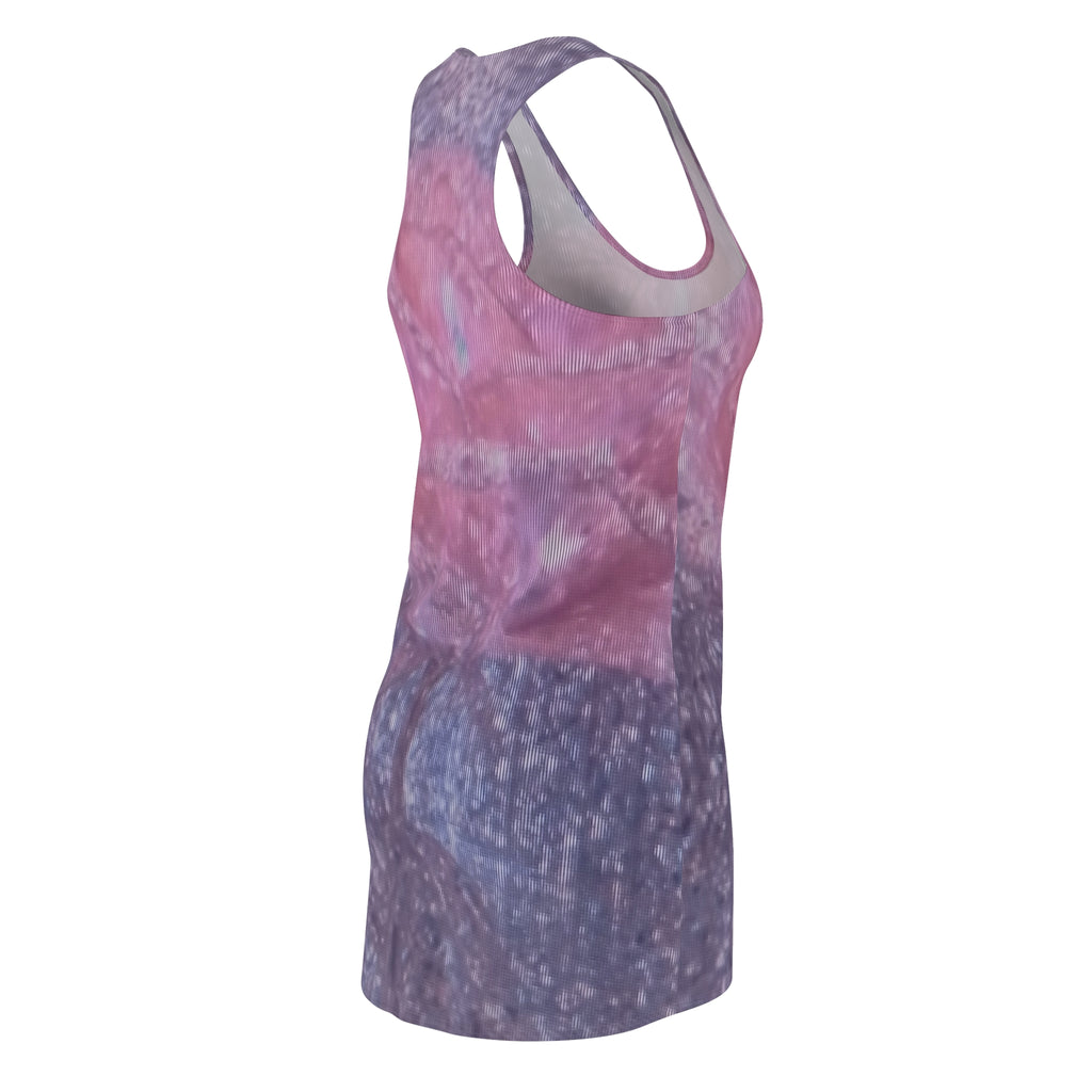 Pink Purple Abstract Racerback Dress – Marble Tie-Dye AOP