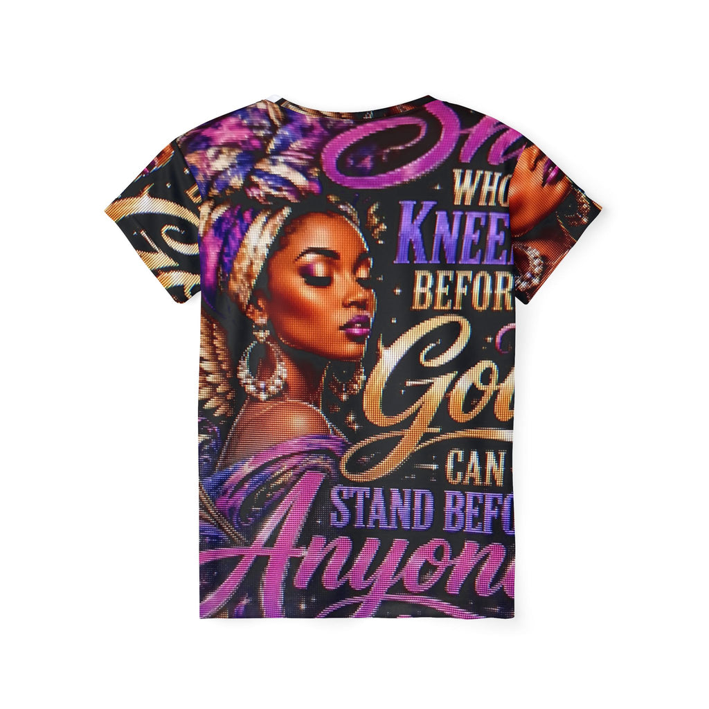 Women's Jersey - "She Who Kneels Before God Can Stand Before Anyone" Graphic