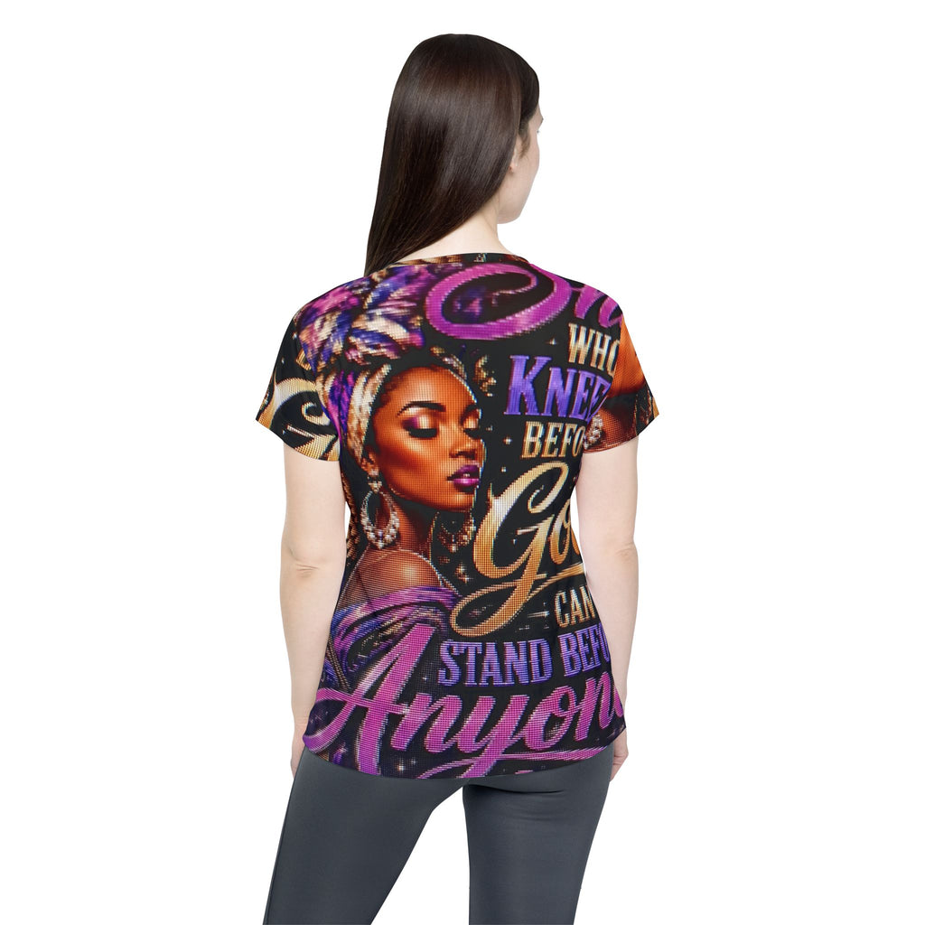 Women's Jersey - "She Who Kneels Before God Can Stand Before Anyone" Graphic
