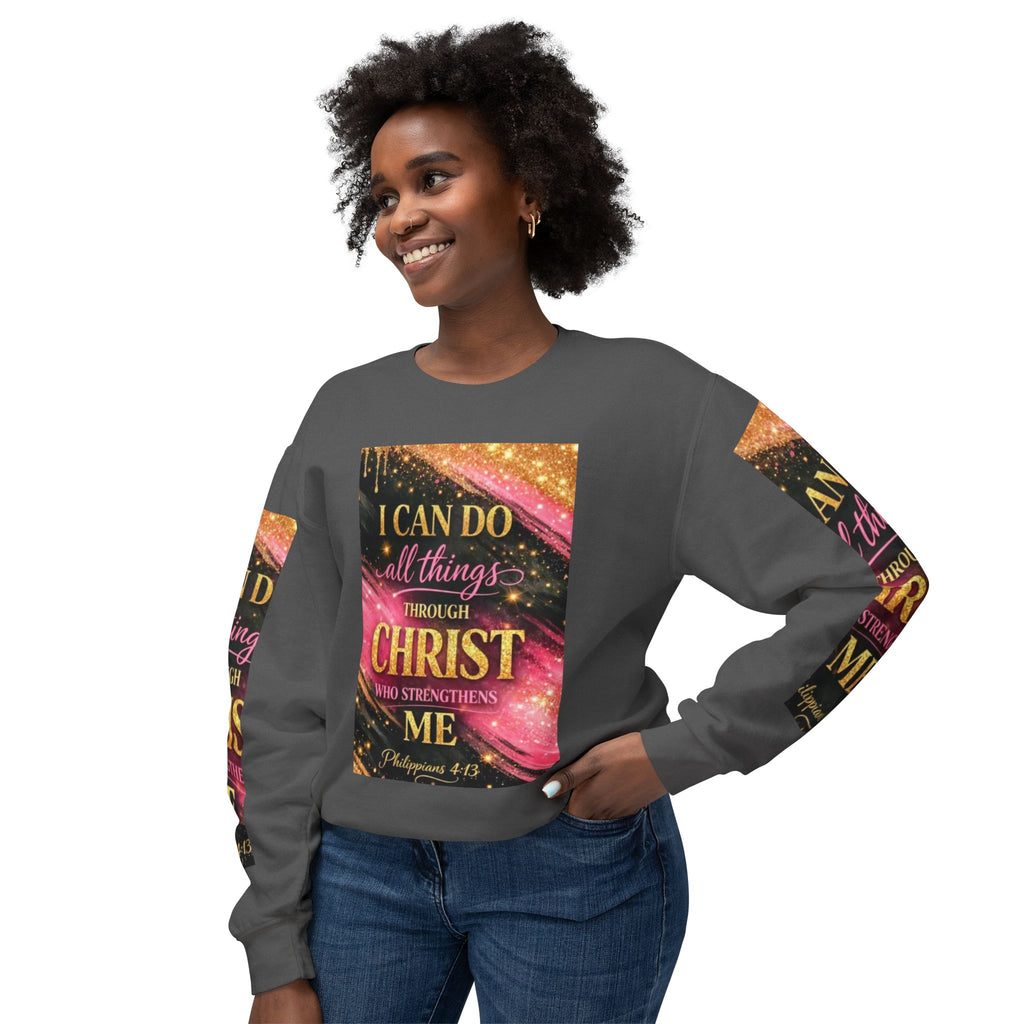 Philippians 4:13 Christian Crewneck Sweatshirt — "I Can Do All Things Through Christ" Inspirational