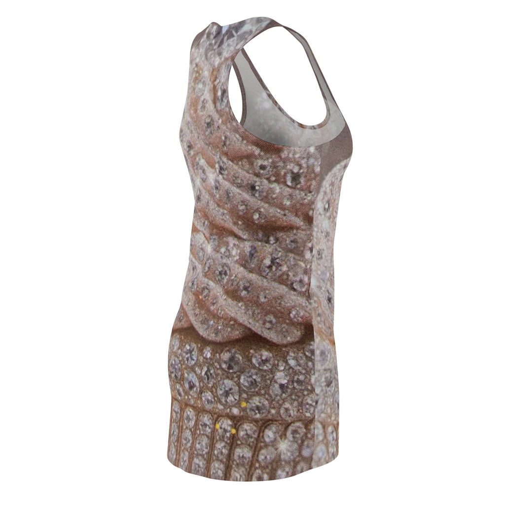 Rhinestone Spiral Racerback Dress — Sparkling Jewel Print Women's Dress