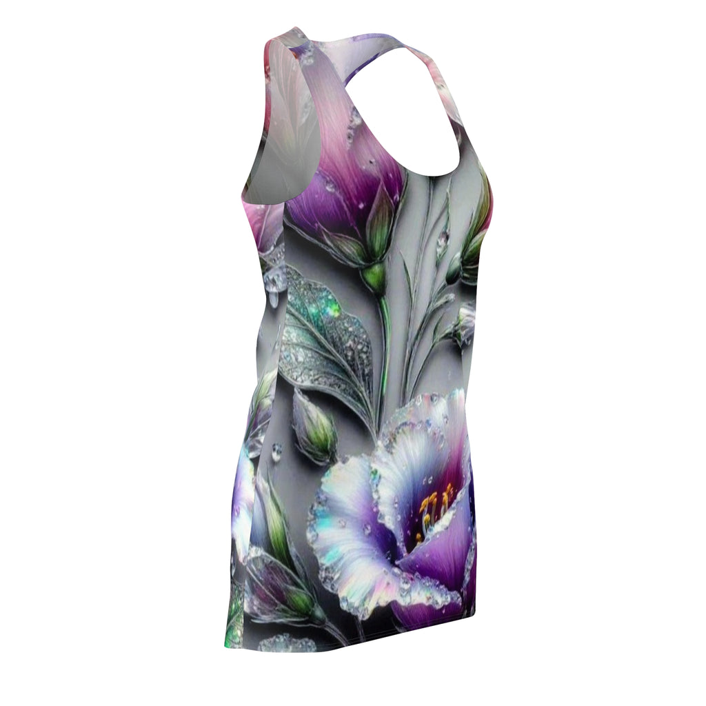 Floral Racerback Dress — Purple Watercolor Bloom All-Over Print