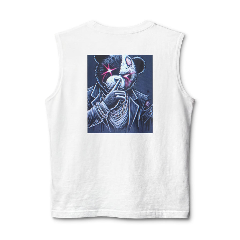 Mystery Bear Mask Muscle Tank — Dark Neon Graphic Tank Top