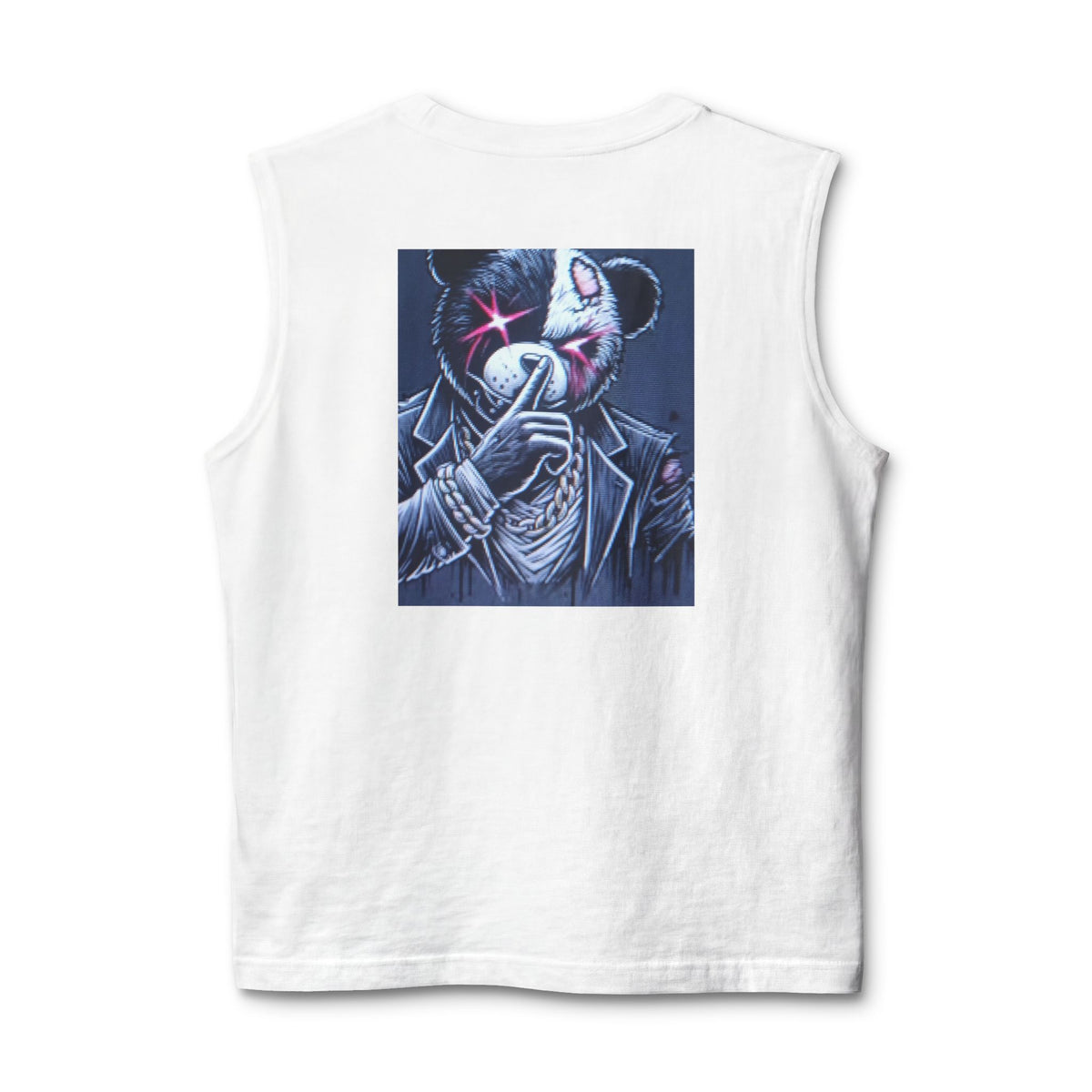 Mystery Bear Mask Muscle Tank — Dark Neon Graphic Tank Top