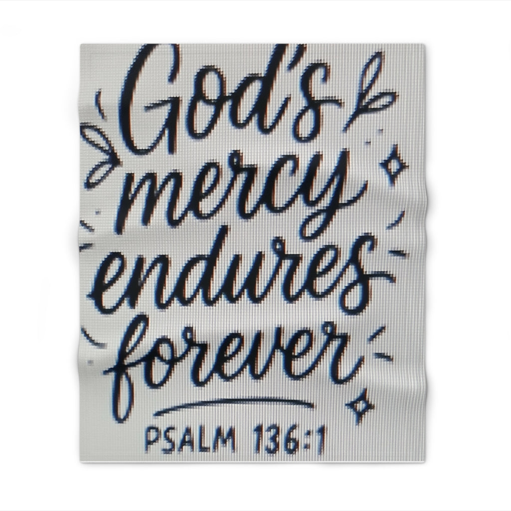 Psalm 136:1 Throw Blanket — "God's Mercy Endures Forever" Inspirational Christian Blanket