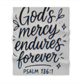 Psalm 136:1 Throw Blanket — "God's Mercy Endures Forever" Inspirational Christian Blanket
