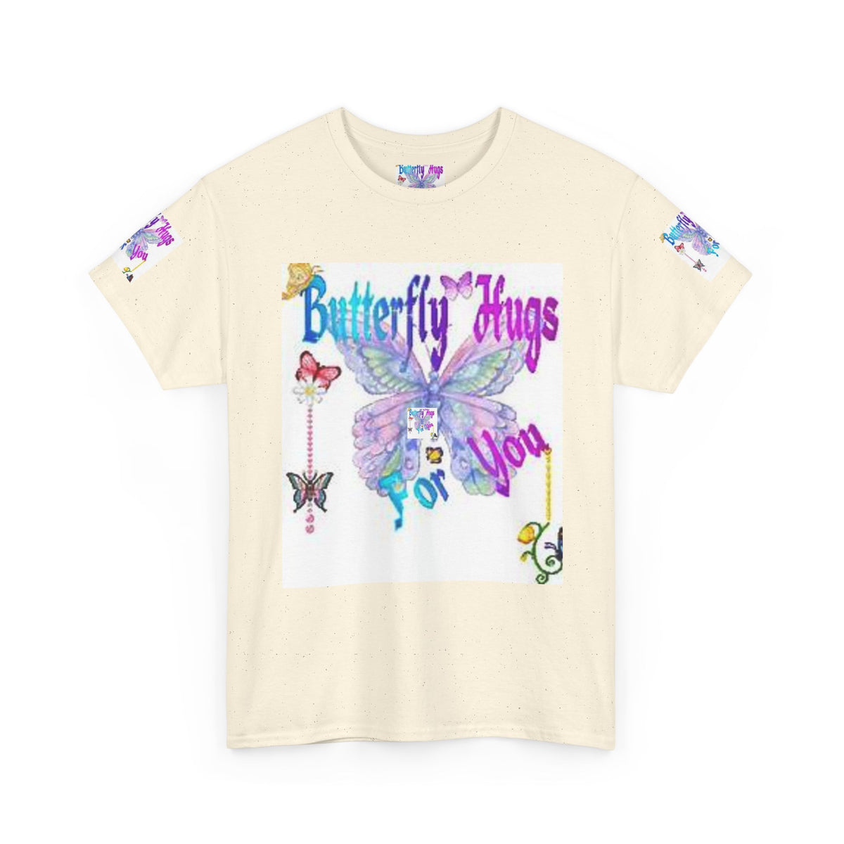 Butterfly Hugs Tee — Pastel Butterfly Graphic Shirt with "Butterfly Hugs For You"