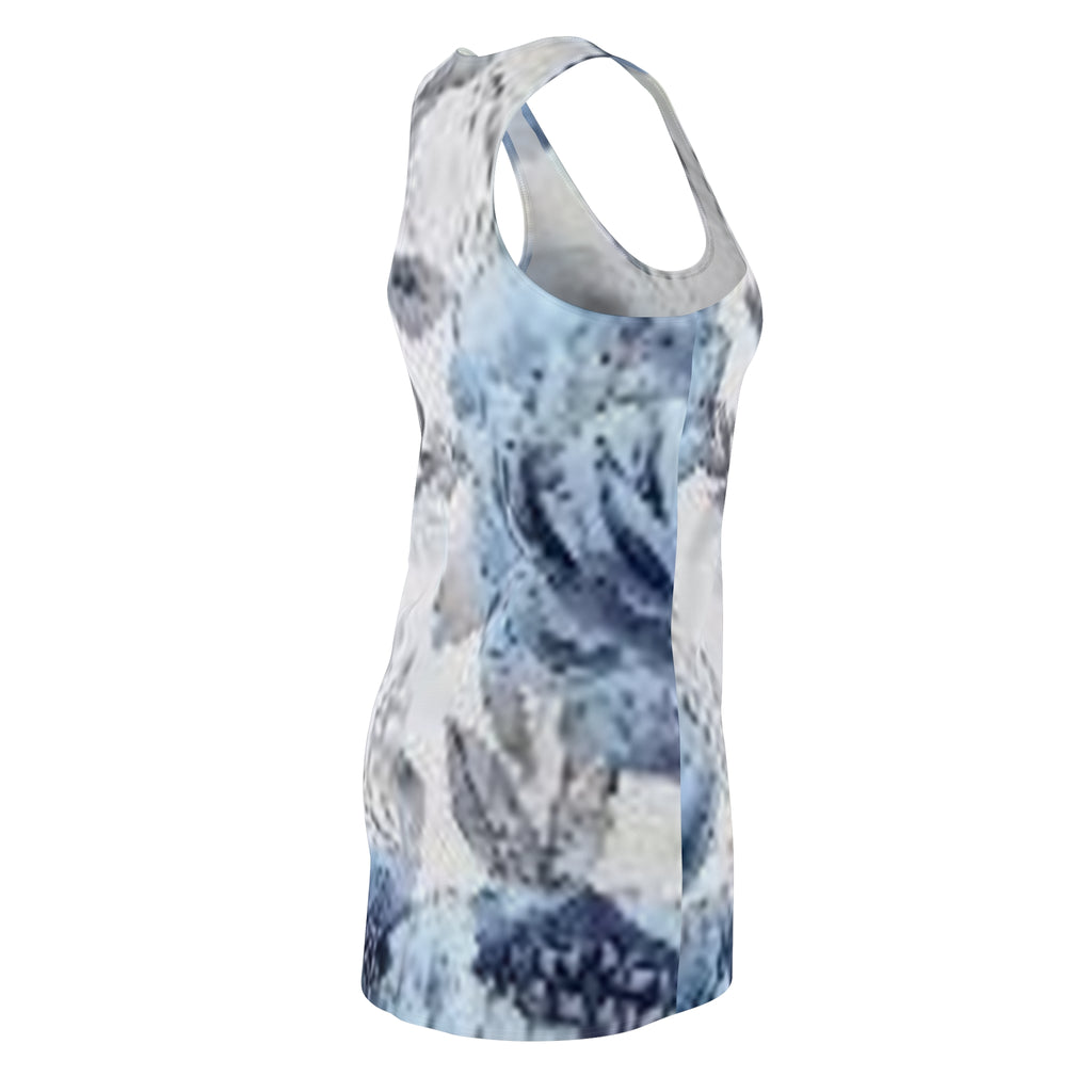 Blue Watercolor Floral Racerback Dress