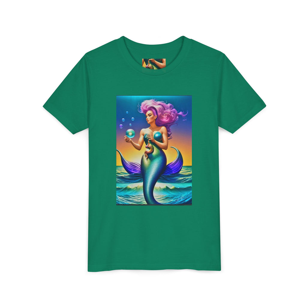 Youth Mermaid Tee — Colorful Fantasy Mermaid Graphic Shirt for Kids