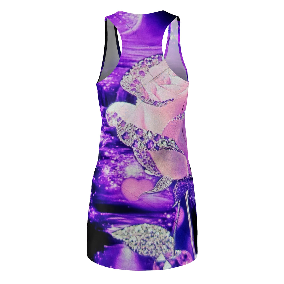 Racerback Dress - Sparkling Pink Rose on Purple Glam AOP