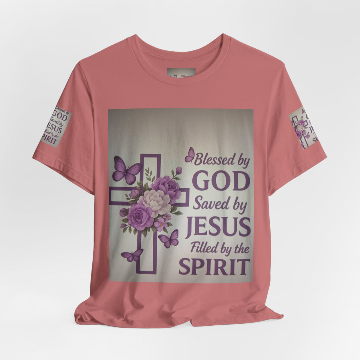 Blessed by God Christian T-Shirt — "Blessed by God, Saved by Jesus, Filled by the Spirit"