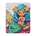 Cute Mermaid Sherpa Blanket — Cozy Fleece Throw for Kids & Beach Lovers