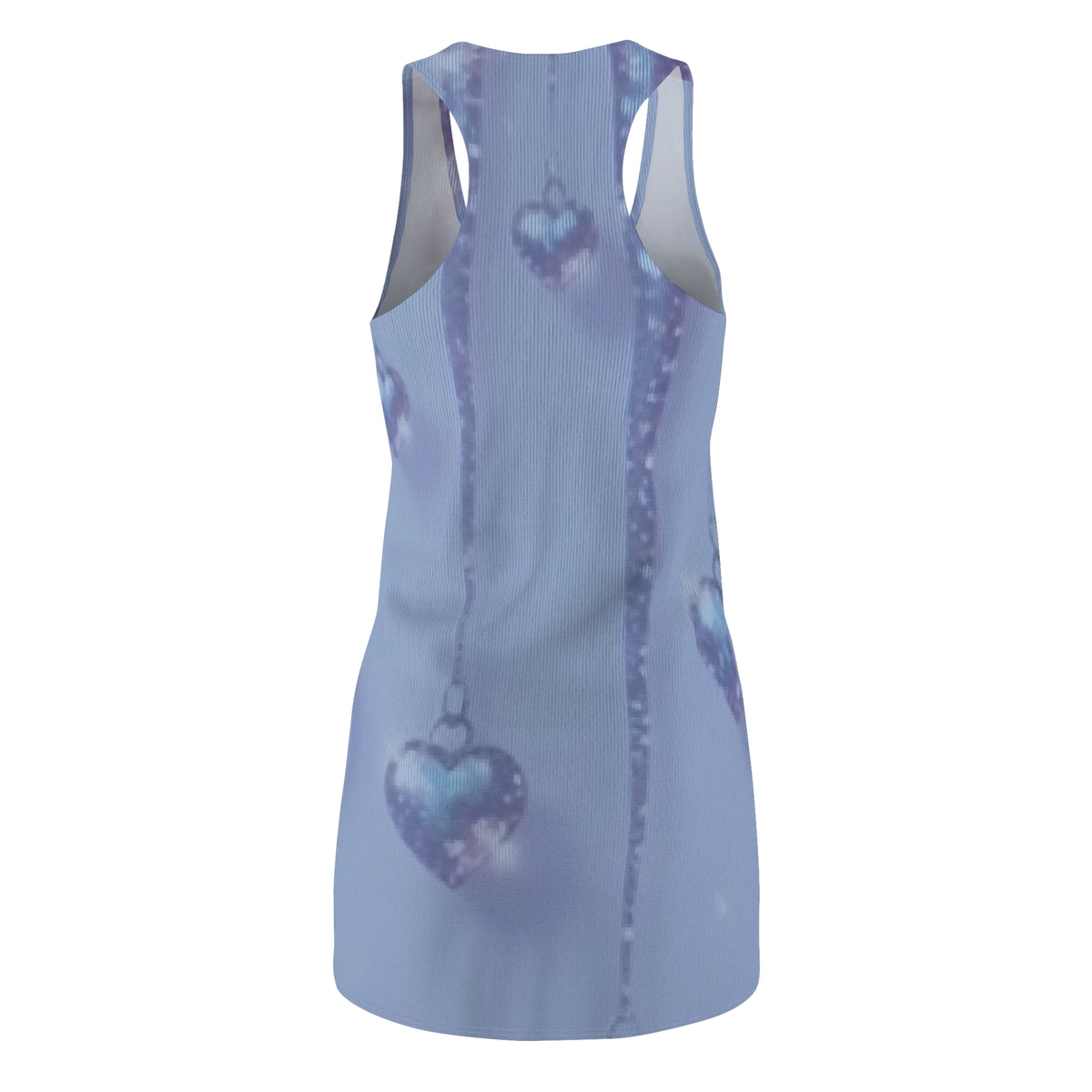 Heart Charm Racerback Dress — Pastel Blue All-Over Print