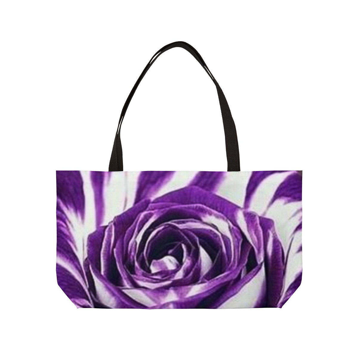 Purple Rose Weekender Tote Bag — Floral Large Travel Bag