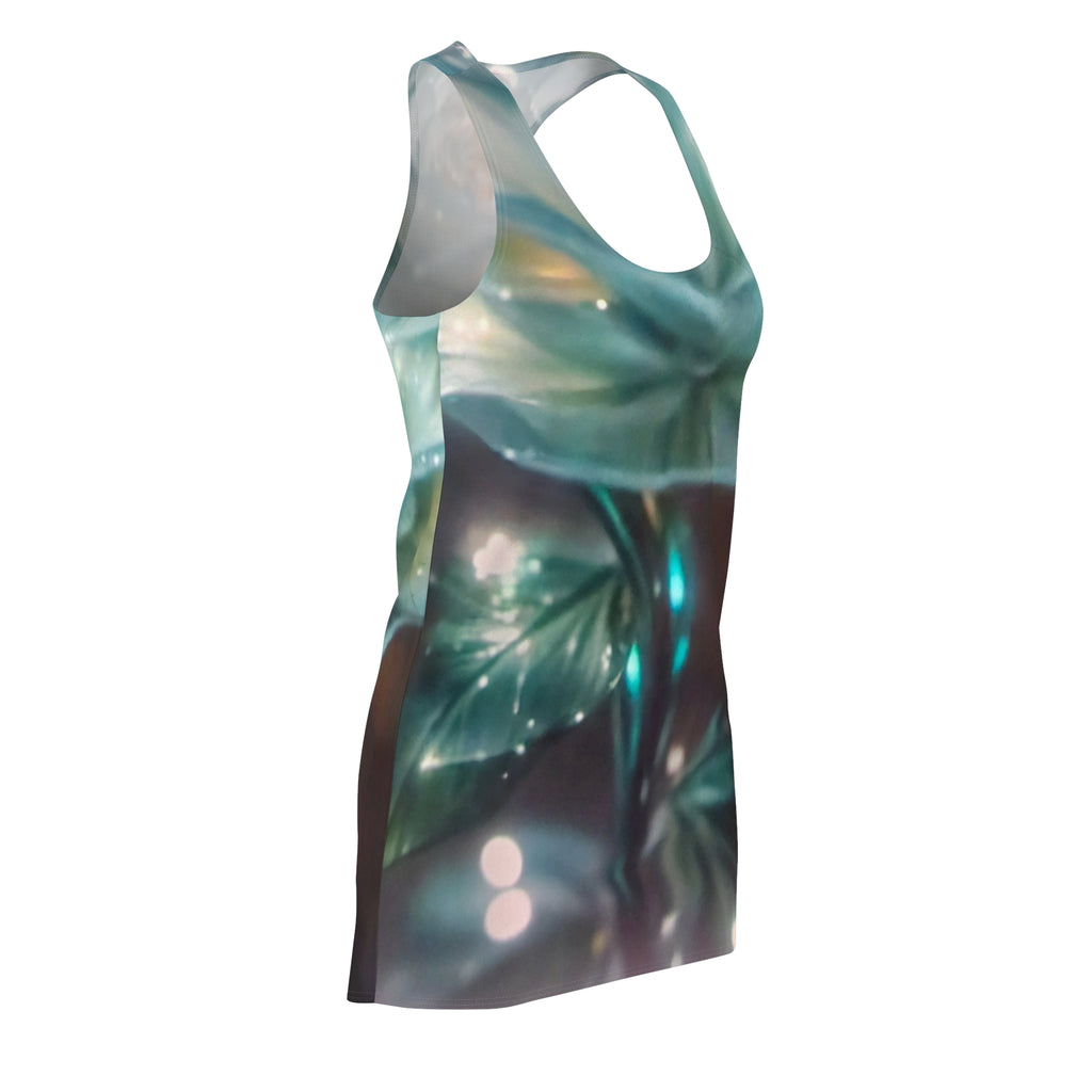 Botanical Glow Racerback Dress — Teal Floral All-Over Print
