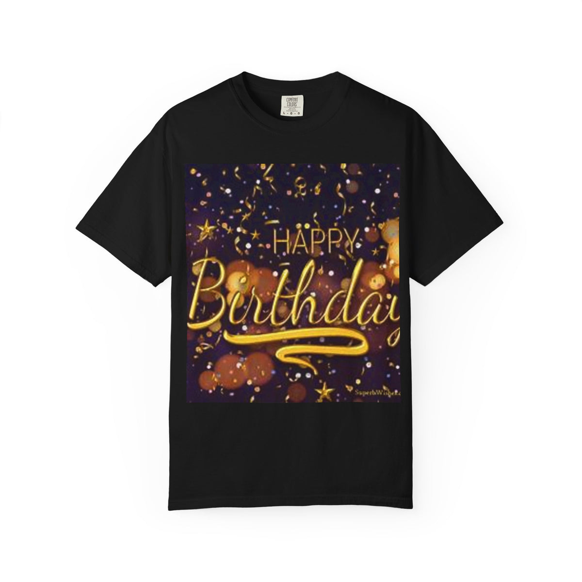 Birthday T-Shirt — Gold Confetti "Happy Birthday" Tee