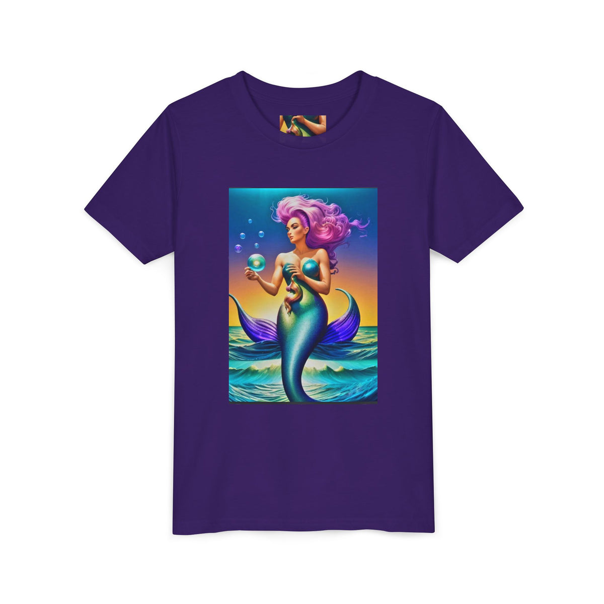 Youth Mermaid Tee — Colorful Fantasy Mermaid Graphic Shirt for Kids