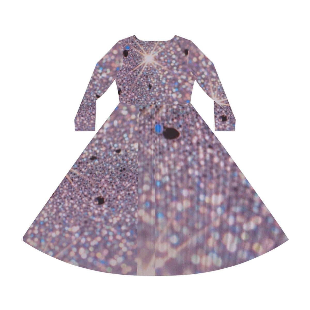 Sparkle Sequin Print Long Sleeve Dance Dress — Glitter Starburst AOP