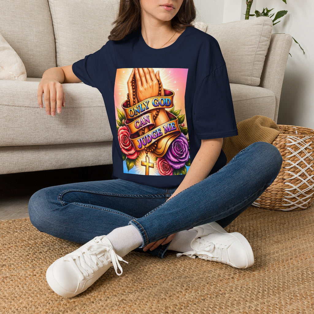 T-Shirt — "Only God Can Judge Me" Praying Hands Religious Tee