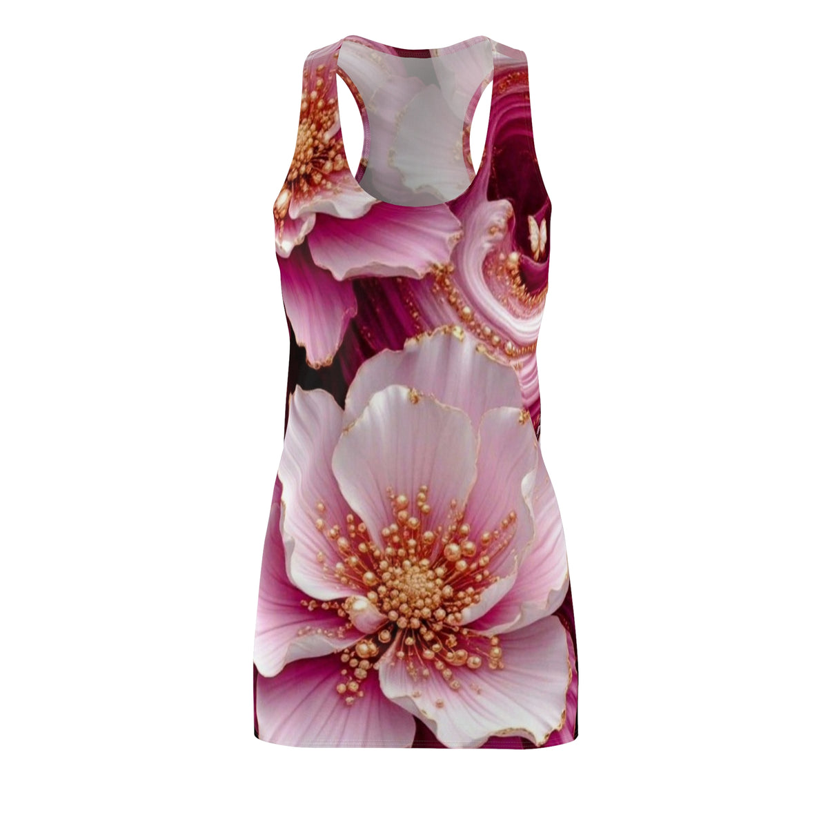 Pink Blossom Racerback Dress – All-Over Floral Print Sundress
