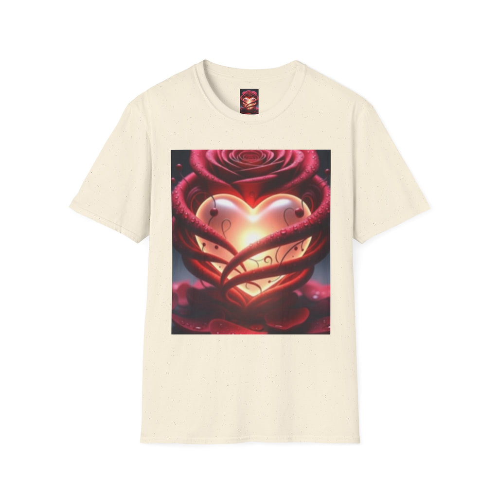 Heart Rose T-Shirt — Glowing Heart & Rose Graphic Tee