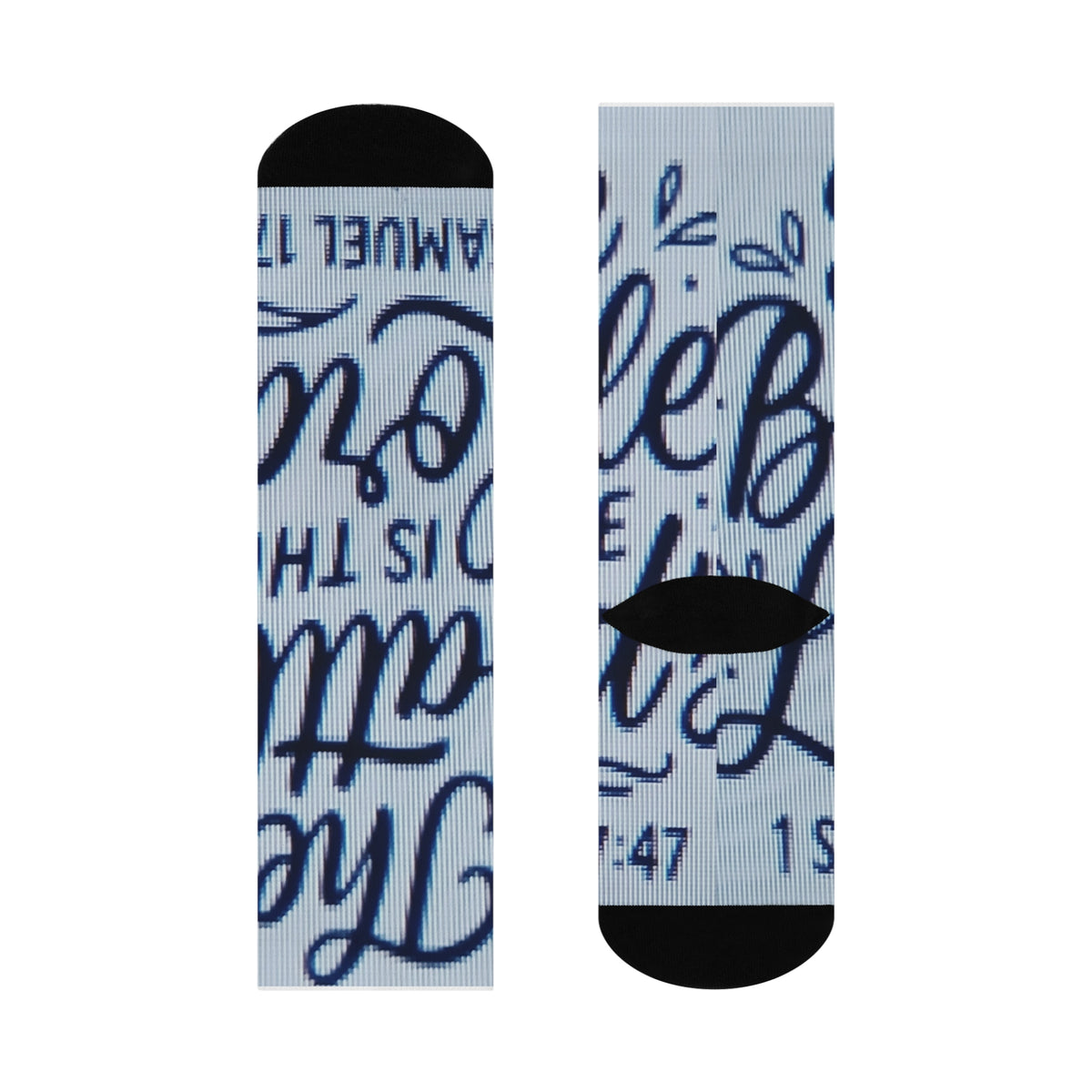 Cushioned Crew Socks — "The Battle Is The Lord's" Scripture Socks (1 Samuel 17:47)