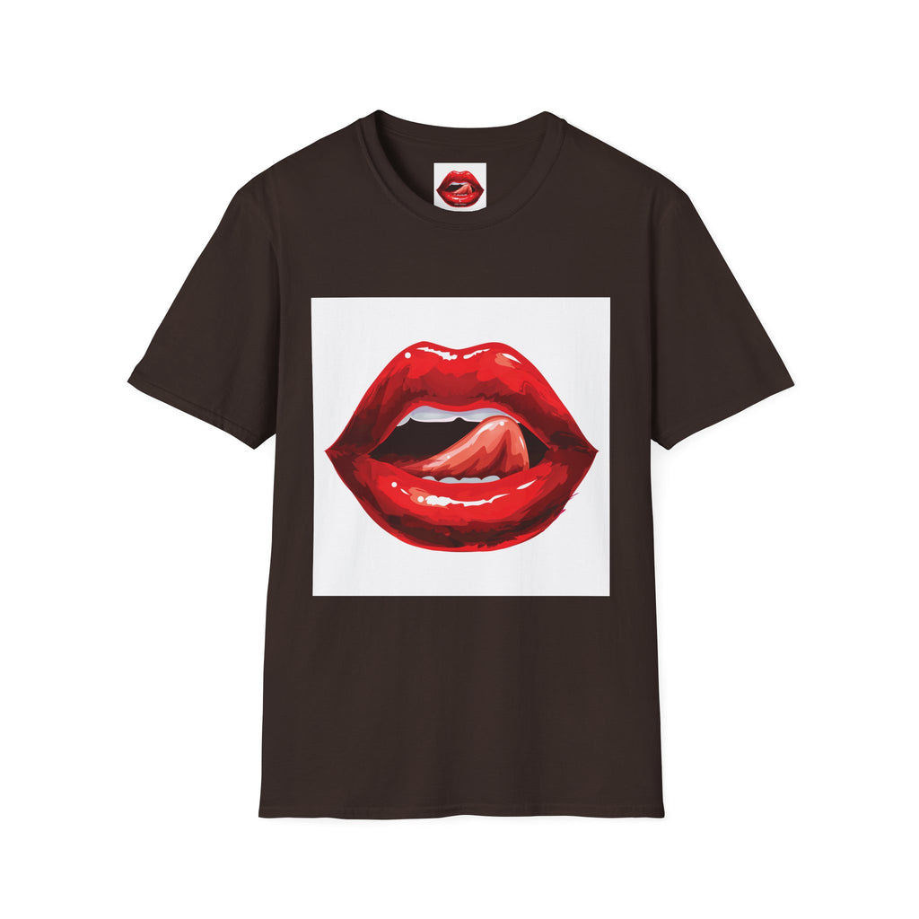 Graphic Tee — Glossy Red Lips Tongue-Out Design