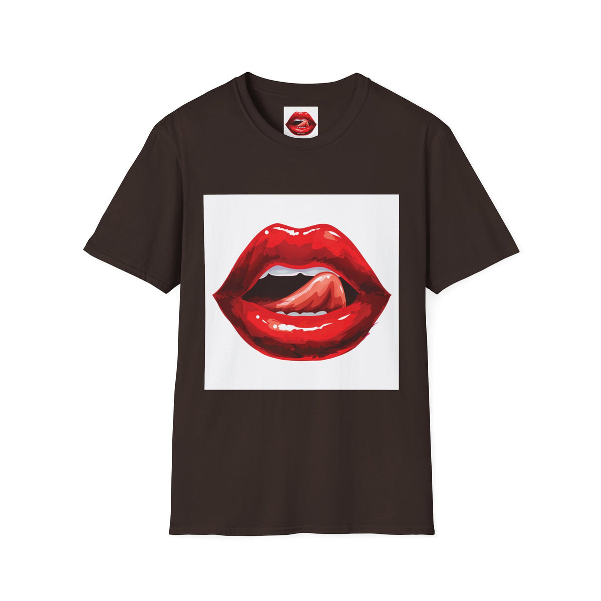 Graphic Tee — Glossy Red Lips Tongue-Out Design