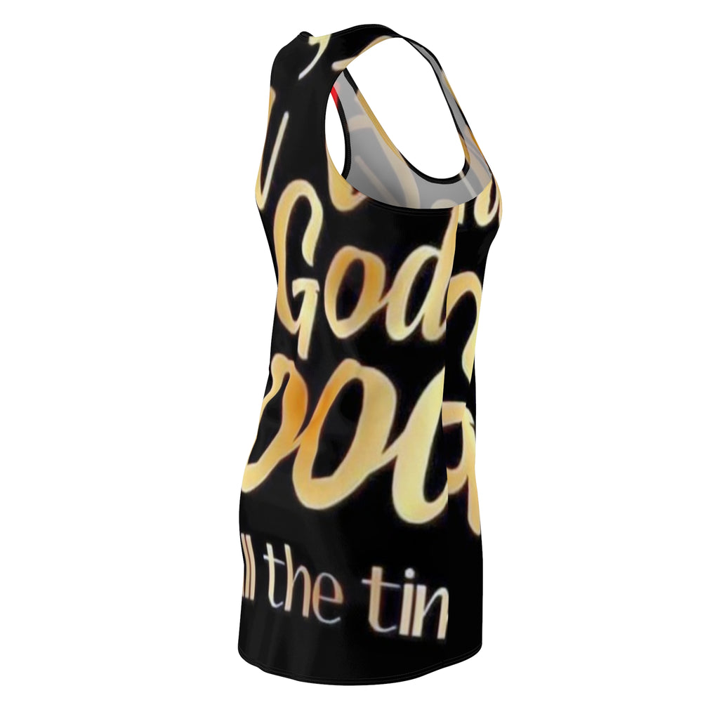 Racerback Dress — "Not Good All the Time" Bold Script AOP