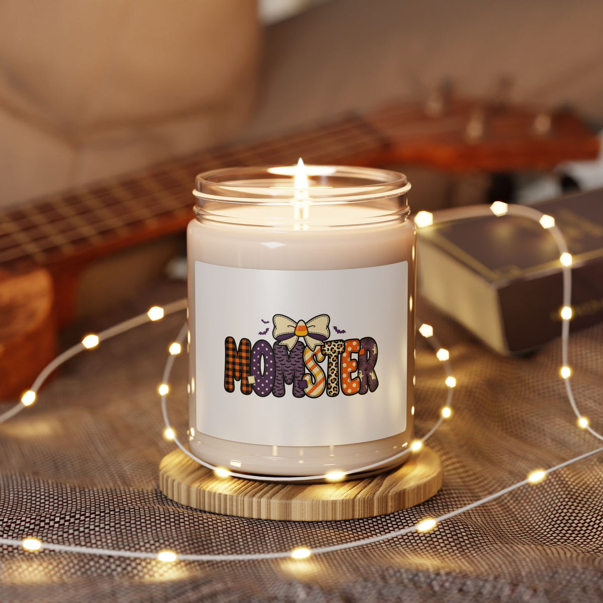 Momster Halloween Mom Candle | Soy Candle, Purple Orange Spooky Lettering