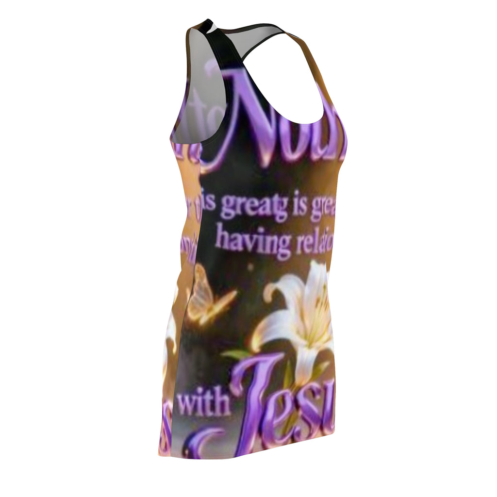 Racerback Dress — "Nothing is Greater" Floral Christian Jesus Message