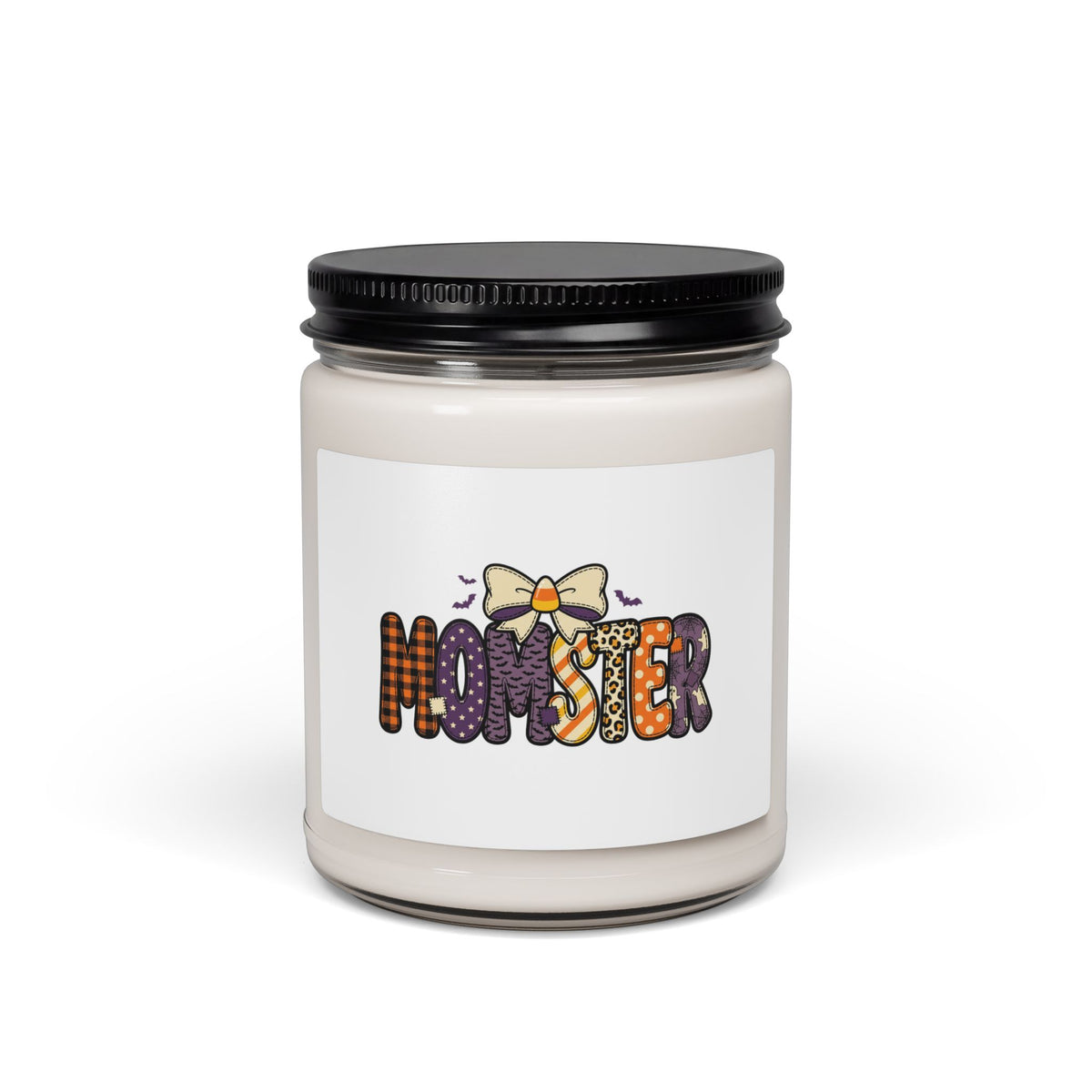 Momster Halloween Mom Candle | Soy Candle, Purple Orange Spooky Lettering