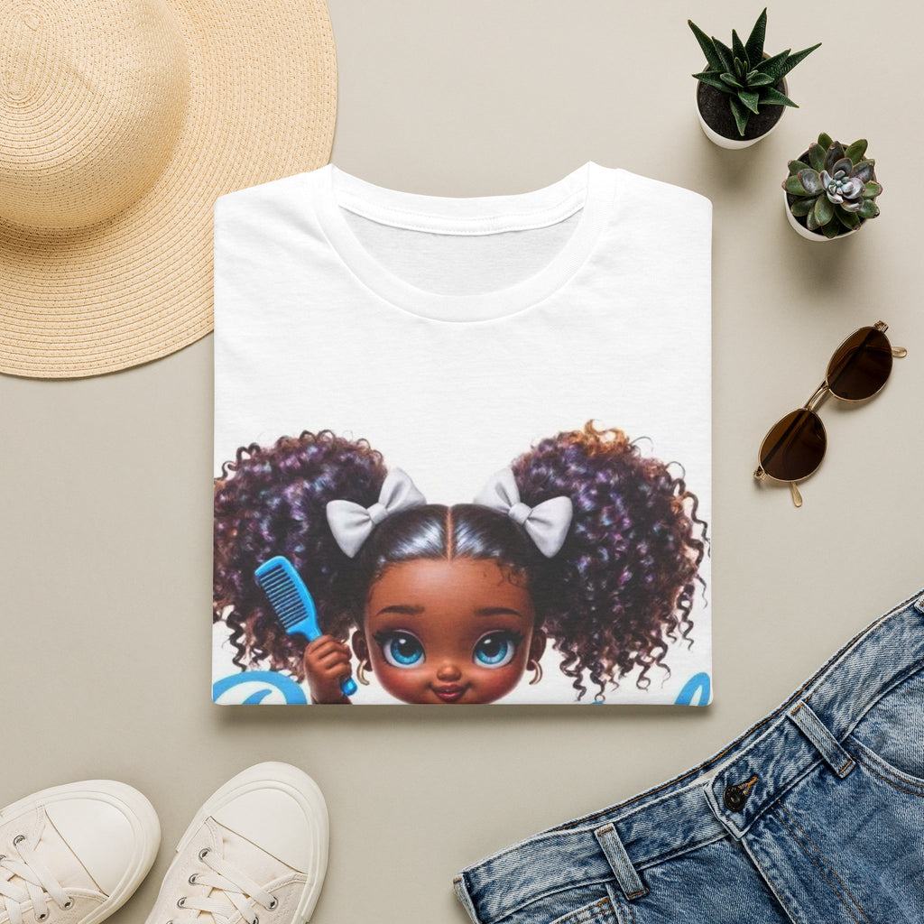 T-Shirt — "Beautiful" Cute Curly-Haired Doll Illustration Tee