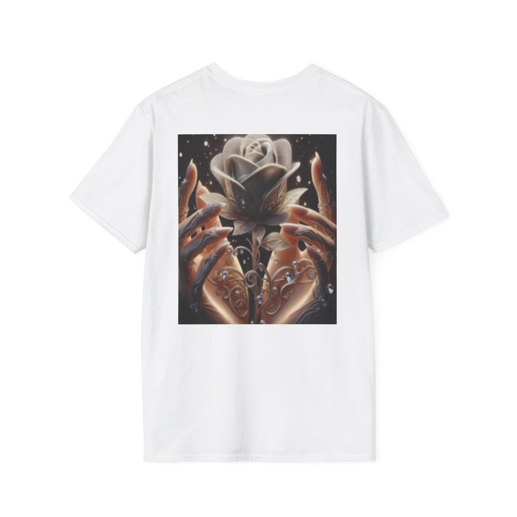 Floral Mystic Rose T‑Shirt — Ethereal Hands & Black Rose Graphic Tee