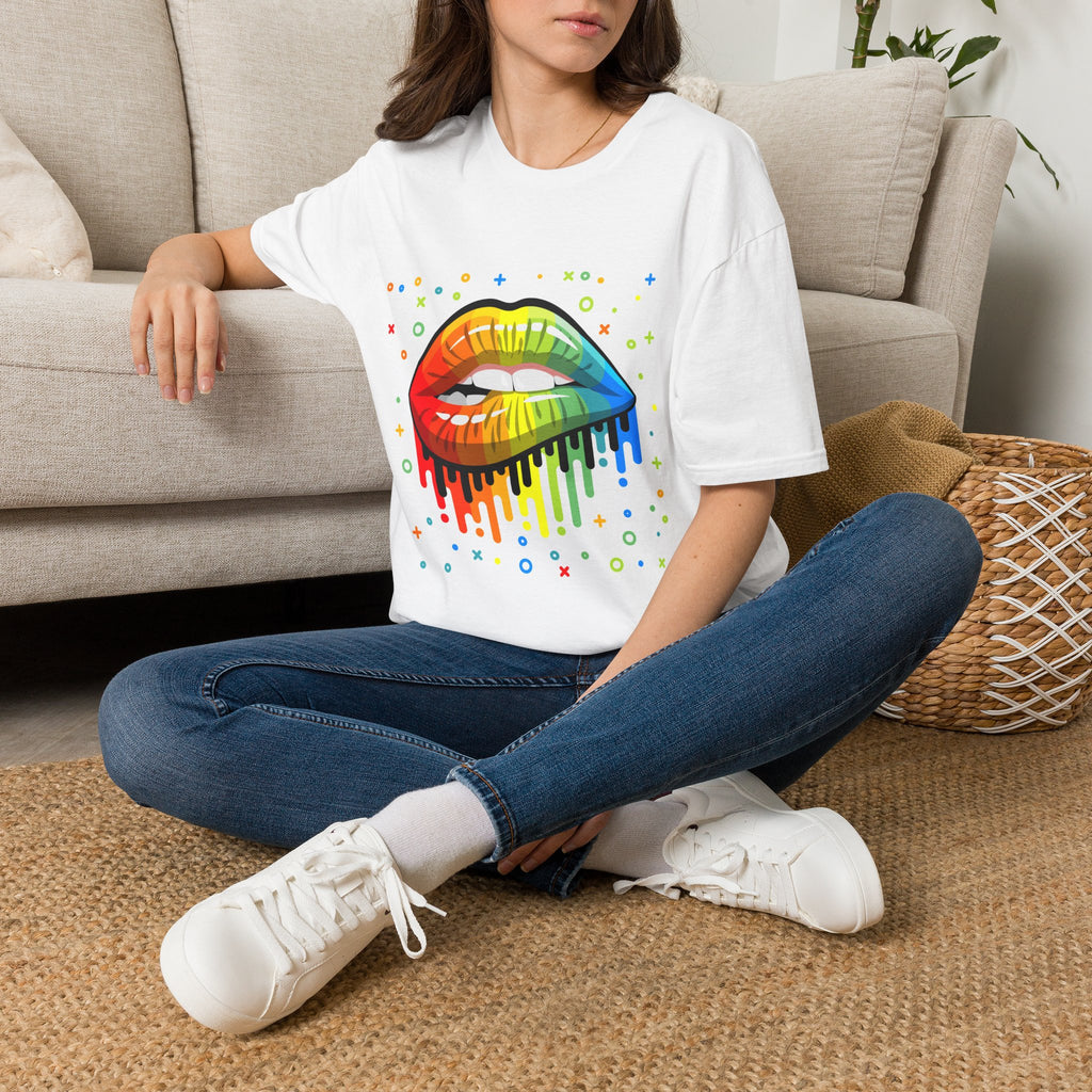 Rainbow Drip Lips T-Shirt — Pride LGBTQ+ Colorful Lip Graphic Tee