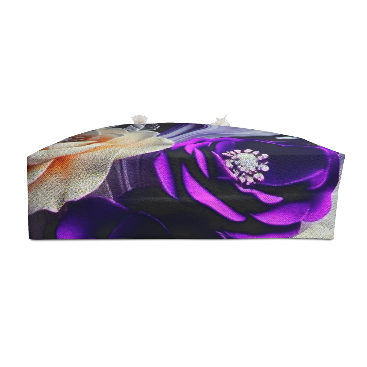 Floral Nightscape Weekender Bag – Purple & Cream Rose Travel Tote