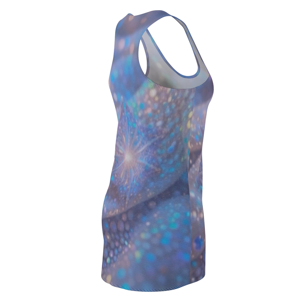 Blue Starburst Racerback Dress — Ethereal Galaxy Print Women's Dress