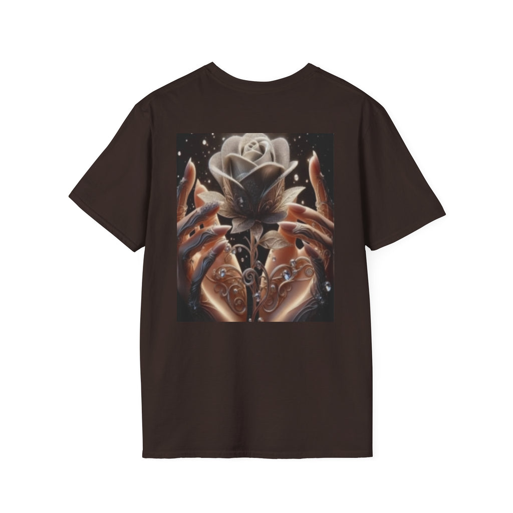 Floral Mystic Rose T‑Shirt — Ethereal Hands & Black Rose Graphic Tee