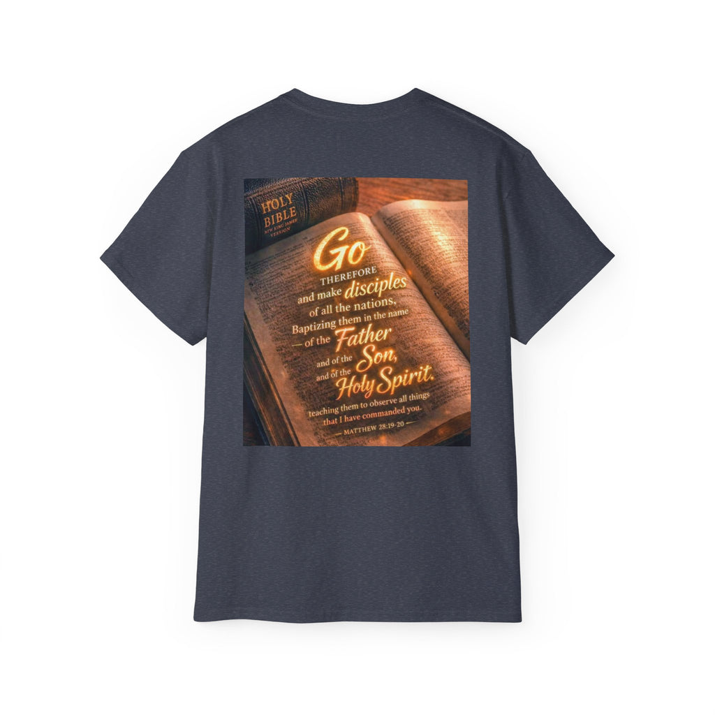 Christian Bible Verse T-Shirt — "Go...make disciples" Inspirational Faith Tee