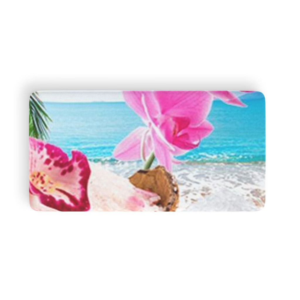 Tropical Beach Fitted Sheet — Pink Orchid & Ocean Print