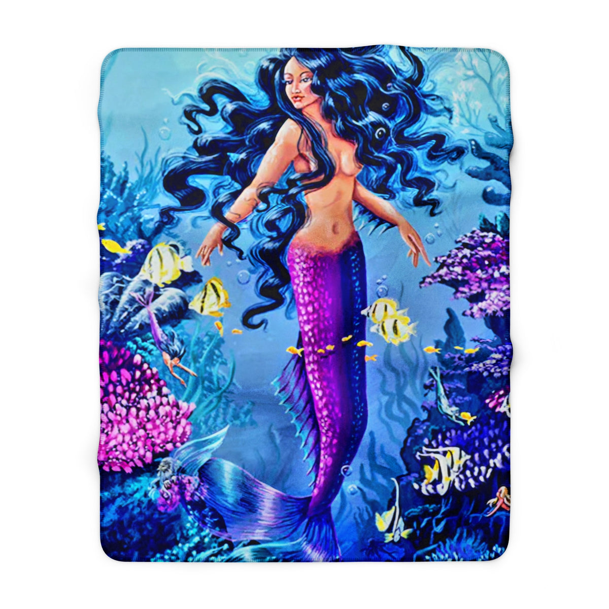 Mermaid Sherpa Fleece Blanket — Plush Ocean Fantasy Throw for Kids & Sea Lovers